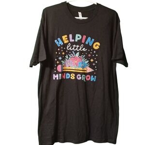 Zuni Sportswear Helping Little Minds Grow Teacher Graphic T-Shirt Blck XL Cotton